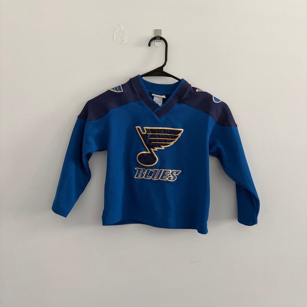 St Louis Blues Kids NHL Hockey Jersey Blue MightyMac Sports Size 5 Vintage Style